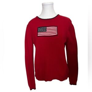 Karen Scott EUC American Flag Red Sweater